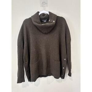 Vince Oversize Wool Yarn blend Turtleneck Button Sweater Xs 2218